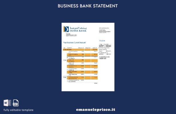 stile verificato Organizzazione Doha Bank che controlla l'estratto conto Modello